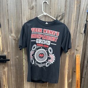 Tech Nine T-Shirt Alstyle Black T-Shirt with Red and White Design Size Medium